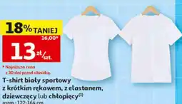Auchan T-shirt biały sportowy z krótkim rękawem, z elastanem, dziewczęcy lub chłopięcy oferta