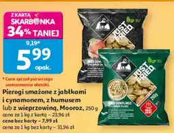 Auchan Pierogi smażone z jabłkami i cynamonem, z humusem lub z wieprzowiną, Mooroz oferta