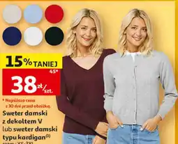 Auchan Sweter damski z dekoltem V lub sweter damski typu kardigan Inextenso oferta