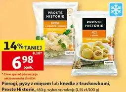 Auchan Pierogi, pyzy z mięsem lub knedle z truskawkami, Proste Historie oferta