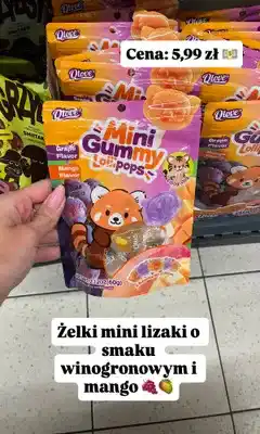 Biedronka Żelki mini lizaki Qlove Mini Gummy Lollipops winogrono i mango oferta