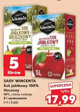 Kaufland Sok jabłkowo-gruszkowy tłoczony NFC Sady Wincenta 100% oferta