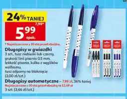 Auchan Długopisy w gwiazdki tusz niebieski 3-pak oferta