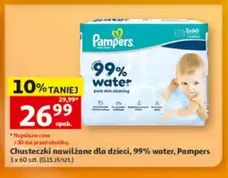 Auchan Chusteczki nawilżane dla dzieci 99% water Pampers 3-pak oferta
