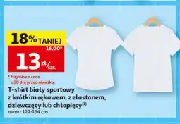Auchan T-shirt biały sportowy z krótkim rękawem z elastanem dziewczęcy oferta