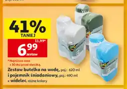 Auchan Zestaw butelka na wodę 620 ml + pojemnik śniadaniowy 490 ml + widelec oferta