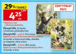 Auchan Zeszyt A5 16-kartkowy w kolorową kratkę ze ściągami oferta
