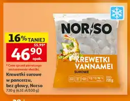 Auchan Krewetki surowe w pancerzu bez głowy Norso oferta