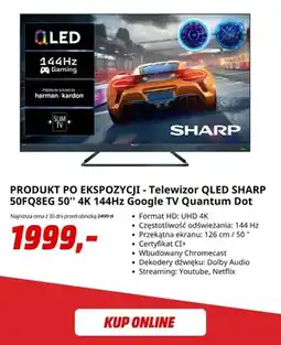Media Markt Telewizor Qled Sharp 50FQ8EG 50'' 4K 144Hz Google Tv Quantum Dot oferta