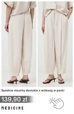 Medicine Spodnie slouchy damskie z wiskozą w paski Medicine oferta