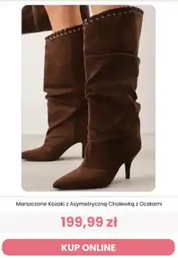 Renee Marszczone kozaki z asymetryczną cholewką z oczkami Reneé oferta