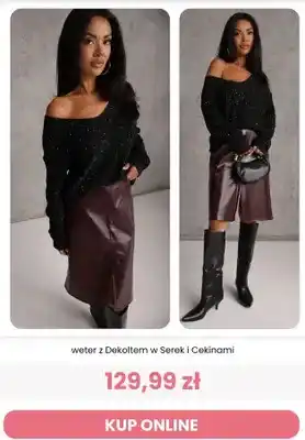 Sweter z dekoltem w serek i cekinami Renee