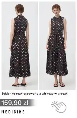 Medicine Sukienka rozkloszowana z wiskozy w groszki Medicine oferta
