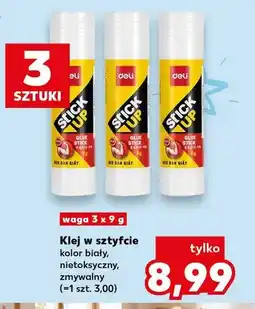 Kaufland Klej w sztyfcie kolor biały nietoksyczny zmywalny Deli 3-pak oferta