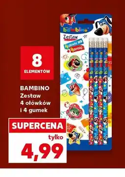 Kaufland Zestaw 4 ołówków i 4 gumek Bambino oferta