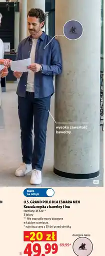 Lidl U.S. GRAND POLO DLA ESMARA MEN Koszula męska z bawełny i lnu oferta
