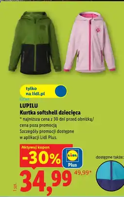 Lidl Kurtka softshell dziecięca Lupilu oferta