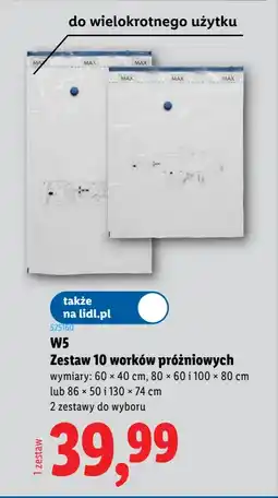 Lidl W5 Zestaw 10 worków próżniowych oferta