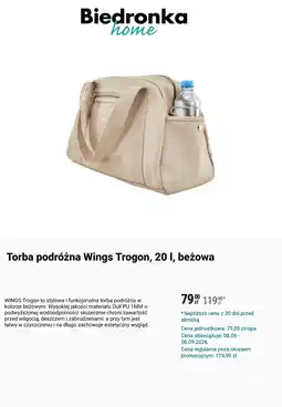 Biedronka Torba podróżna Wings Trogon, 20 l, beżowa oferta
