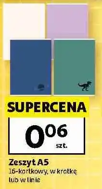 Auchan Zeszyt A5 16-kartkowy, w kratkę lub w linie oferta