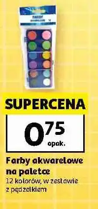 Auchan Farby akwarelowe na paletce 12 kolorów, w zestawie z pędzelkiem oferta