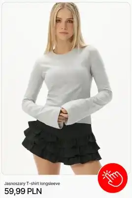 Jasnoszary T-shirt longsleeve Cropp