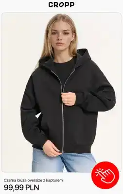 Czarna bluza oversize z kapturem Cropp