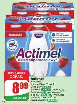 Dino Napój jogurtowy Actimel Danone truskawka 6-pak oferta