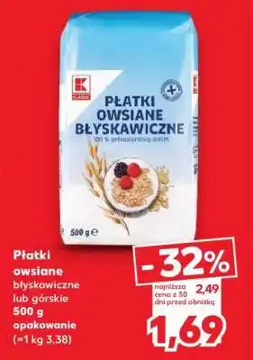 Kaufland Płatki owsiane błyskawiczne lub górskie 500 g oferta