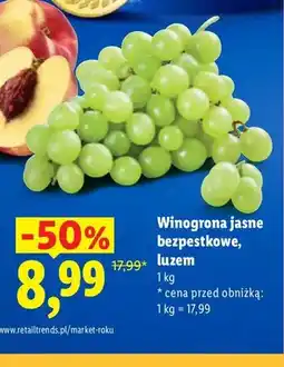 Lidl Winogrona jasne bezpestkowe oferta