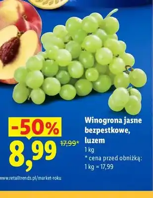 Lidl Winogrona jasne bezpestkowe oferta