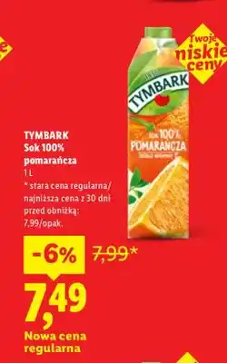Lidl Sok pomarańcza Tymbark 100% oferta