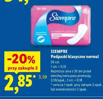 Lidl Podpaski klasyczne normal Siempre oferta