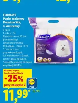 Lidl Papier toaletowy 4-warstwowy Floralys Premium Silk 9-pak oferta