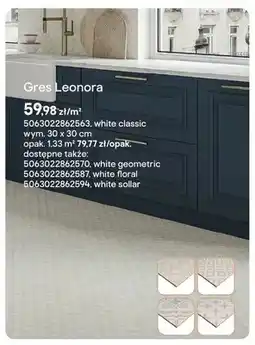 Castorama Gres Cersanit Leonora white floral 30x30cm oferta
