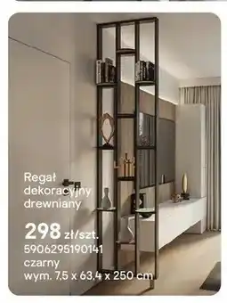 Castorama Regał dekoracyjny drewniany czarny wym. 7,5x63,4x250cm oferta