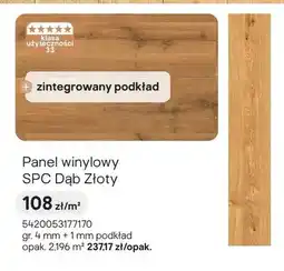 Castorama Panel winylowy SPC Dąb Złoty zintegrowany podkład klasa użyteczności 33 gr. 4mm + 1mm podkład oferta