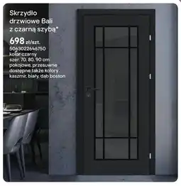 Castorama Skrzydło drzwiowe Bali z czarną szybą czarne szer. 70,80,90cm pokojowe przesuwne oferta