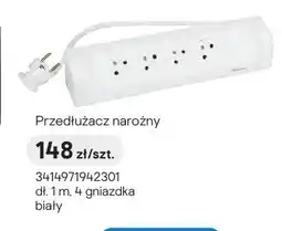 Castorama Przedłużacz narożny dł. 1m, 4 gniazdka biały oferta