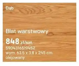 Castorama Blat warstwowy Dąb olejowany 63,5x3,8x245cm oferta