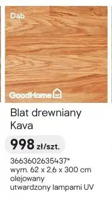 Castorama Blat drewniany Kava Dąb 62x2,6x300cm olejowany utwardzony lampami UV oferta