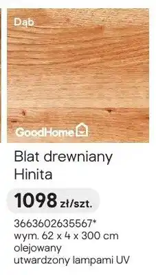 Castorama Blat drewniany Hinita Dąb 62x4x300cm olejowany utwardzony lampami UV oferta