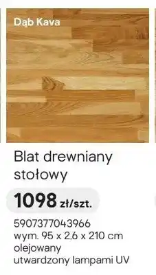 Castorama Blat drewniany stołowy Dąb Kava 95x2,6x210cm olejowany utwardzony lampami UV oferta