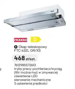 Castorama Okap teleskopowy FRANKE FTC 632l GR/XS oferta