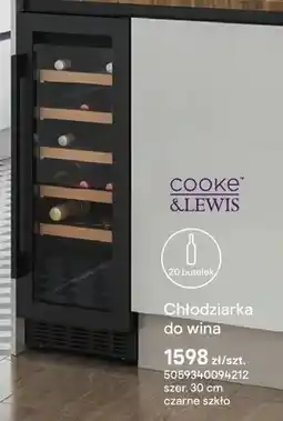 Castorama Chłodziarka do wina COOKE & LEWIS 20 butelek szer. 30cm czarne szkło oferta