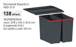 Castorama Sortownik EasySort 450-2-0 wym. 37,8x41,4x34,3cm 2 pojemniki 14,5l do szafki o szer. 45cm oferta