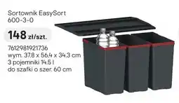 Castorama Sortownik EasySort 600-3-0 wym. 37,8x56,4x34,3cm 3 pojemniki 14,5l do szafki o szer. 60cm oferta