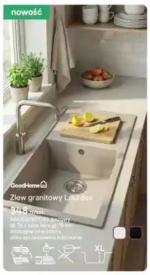 Castorama Zlew granitowy GoodHome Lourdes 76x44x19cm oferta