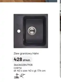 Castorama Zlew granitowy Hahn czarny dł. 40 x szer. 40 x gł. 17,4cm oferta