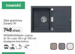 Castorama Zlew granitowy Zorano 111 czarny dł. 76 x szer. 50 x gł. 19,5cm oferta